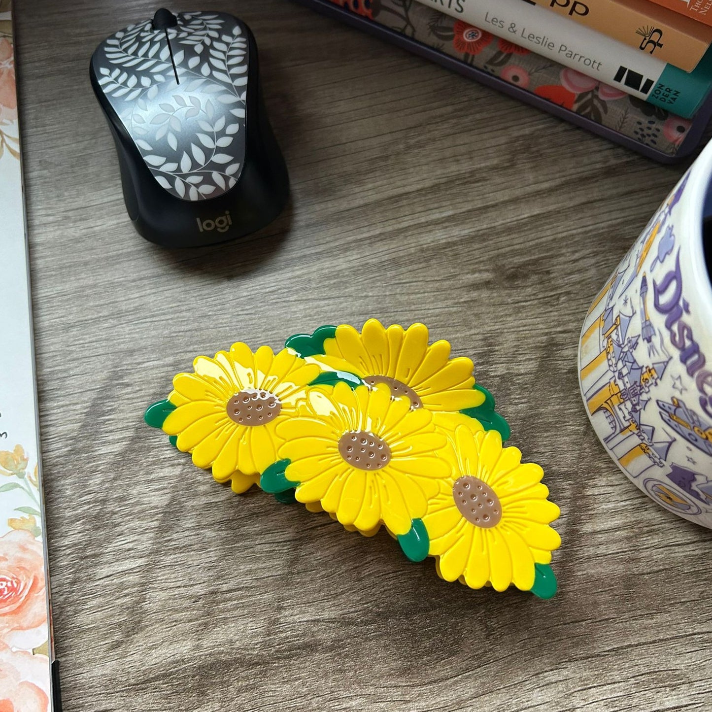 Sunflower Floral Hair Claw Clip for Long Hair